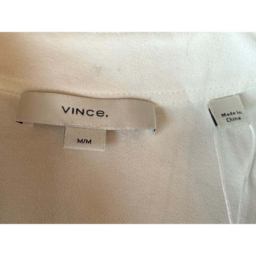 Vince Women's Sleeveless Button Up Blouse Medium White Collared Essential $295 - Picture 2 of 8